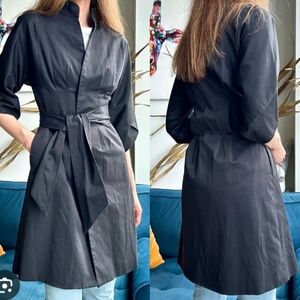 Vertigo Paris Black Belted Tie Waist Size Medium Dress Coat Jacket